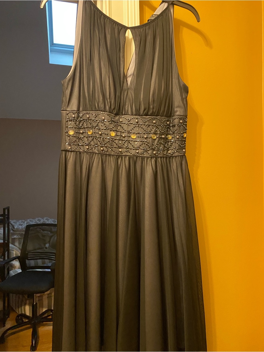 Black Sleeveless Prom Dress with Embellished Waistband